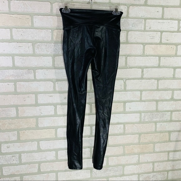 SPANX Black Faux Leather Leggings Size L - Picture 7 of 11